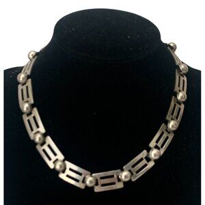 Modernist MCM Choker Necklace Signed Dufoe Industrial Steampunk